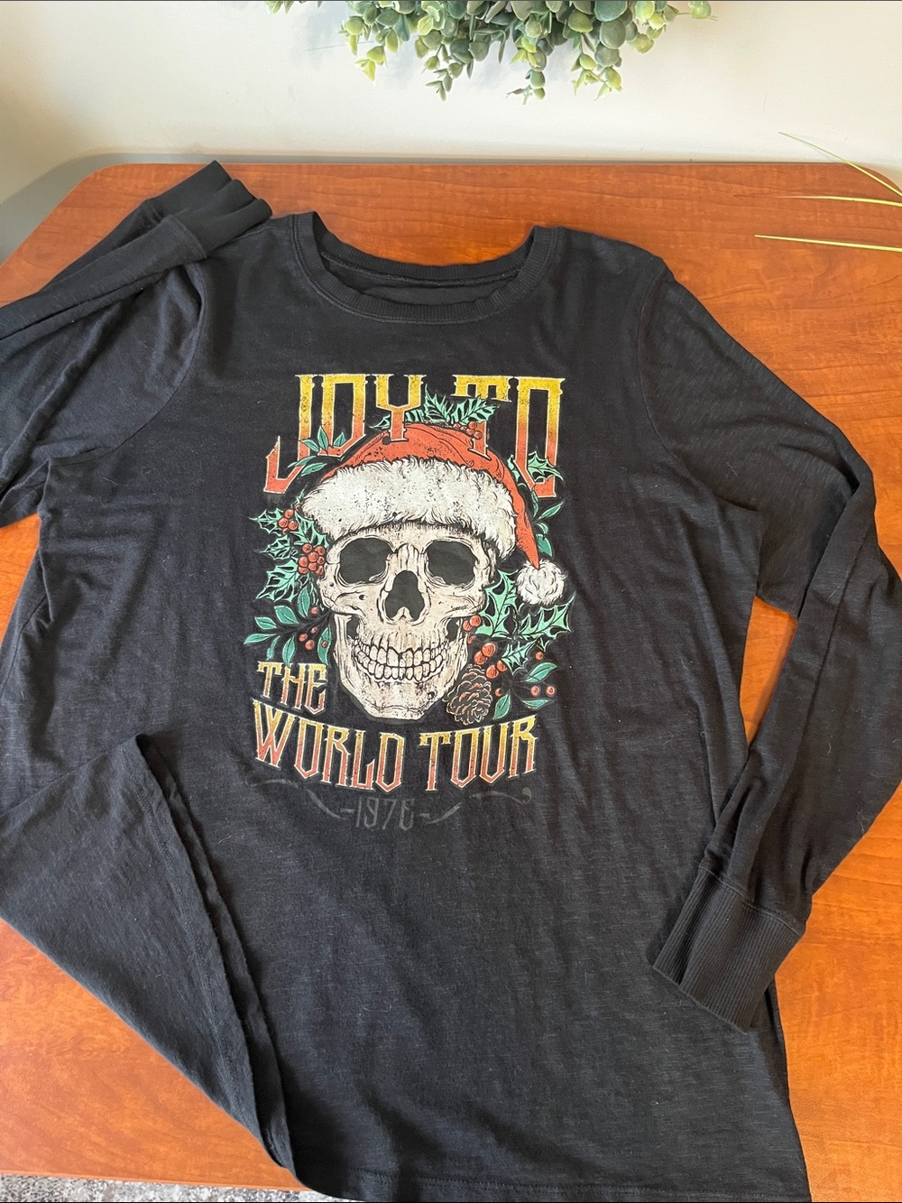 Skull Joy To The World Tour Black Holiday Super Soft line Christmas Holidays